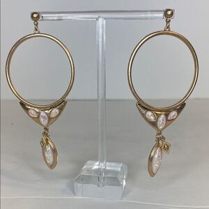 Elegant Gold and Opal Hoop Earrings